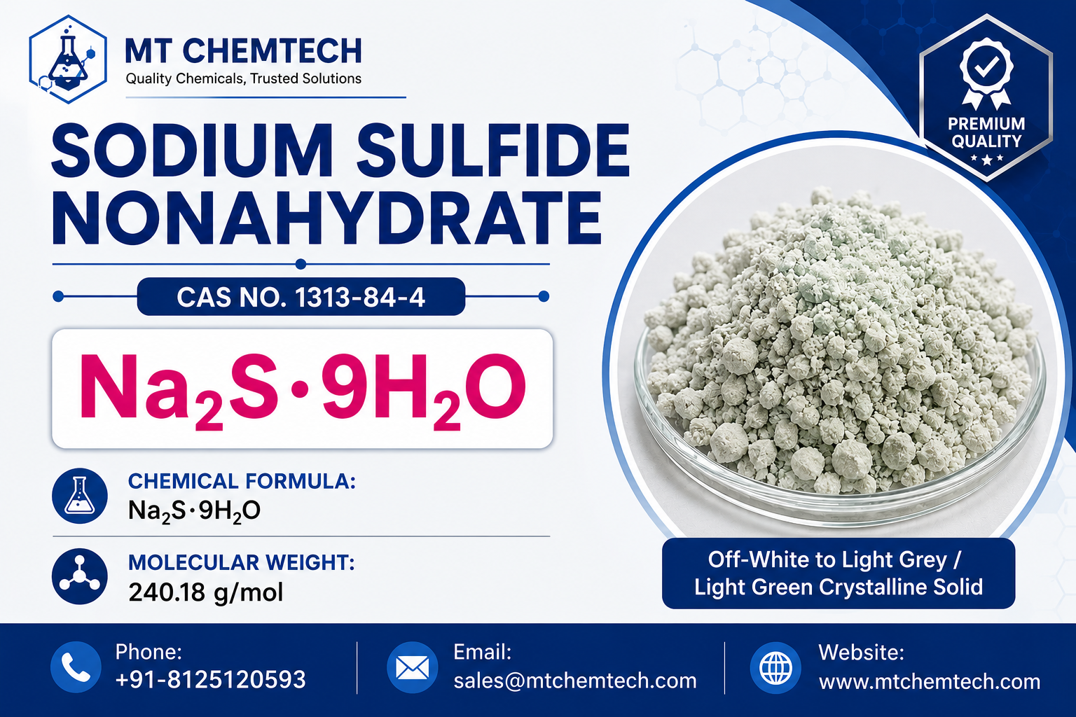Sodium Sulfide Nonahydrate (Na₂S·9H₂O) — CAS 1313-84-4, premium quality industrial grade